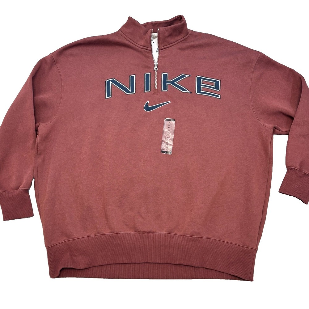 Nike Women's Sportswear Poenix Fleece Oversized 1/4-Zip Logo Top Sz XL FV7679218